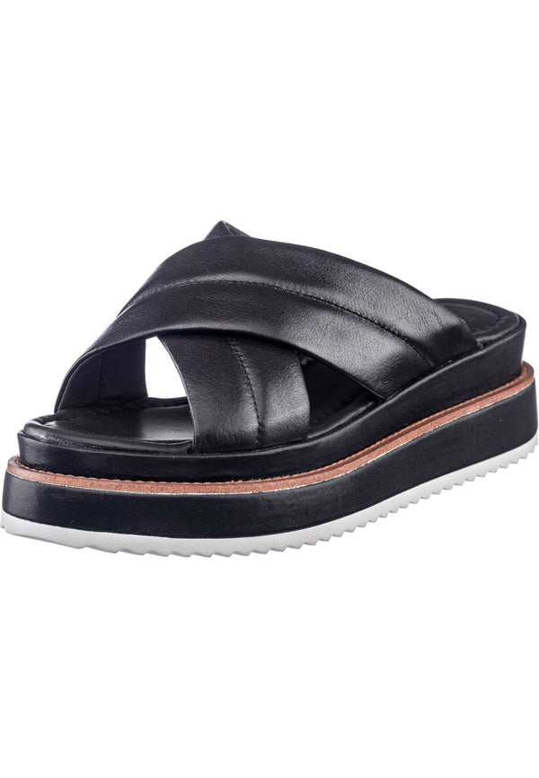 Wyściełane sandały na platformie z poprzecznymi paskami