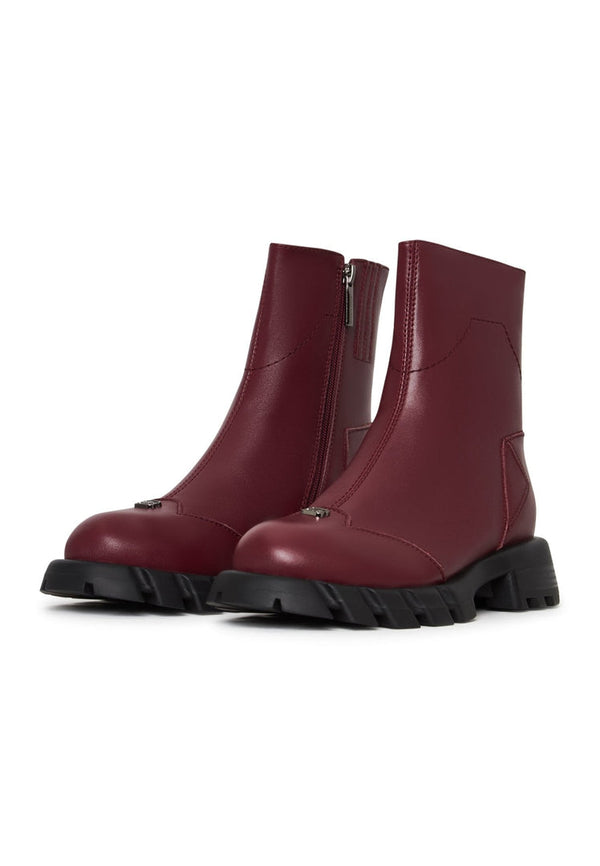 Läderstövlar med platt sula