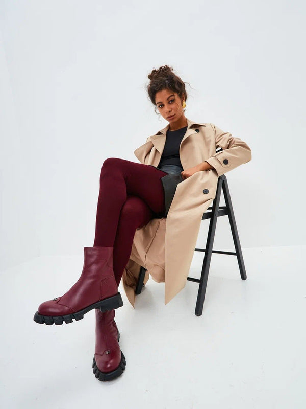 Läderstövlar med platt sula