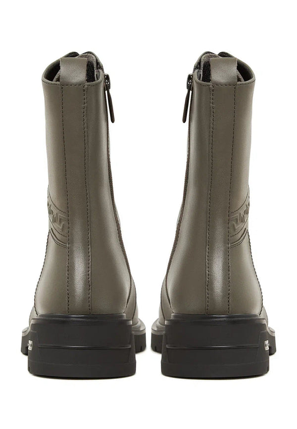 Botines casuales de piel con tacón en bloque