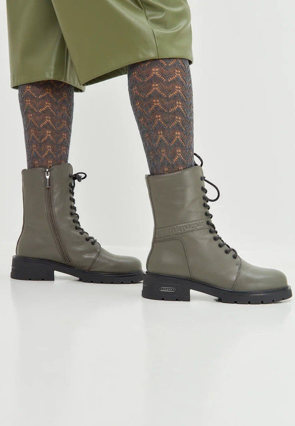 Botines casuales de piel con tacón en bloque