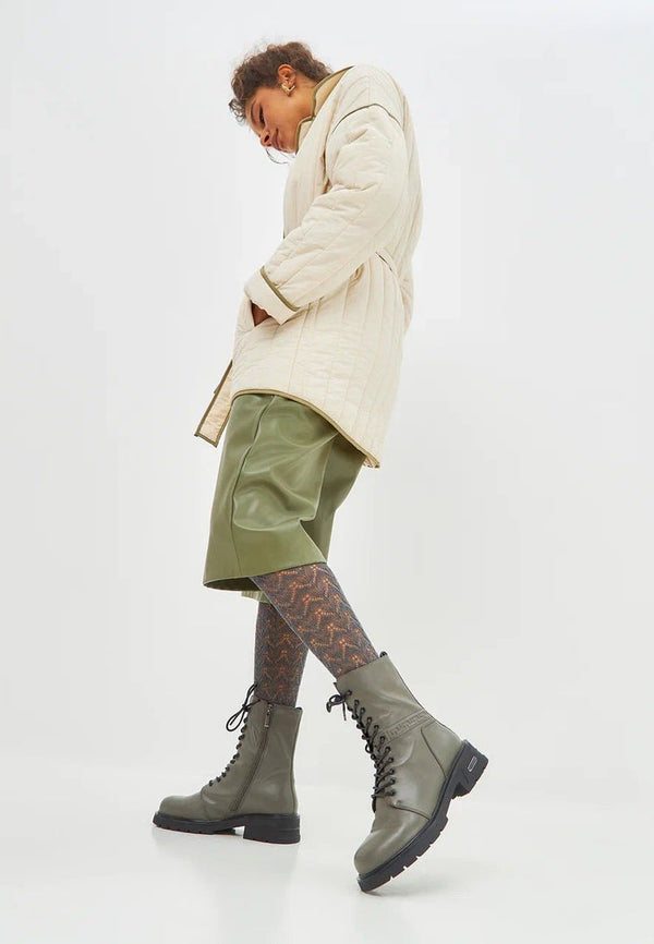 Botines casuales de piel con tacón en bloque