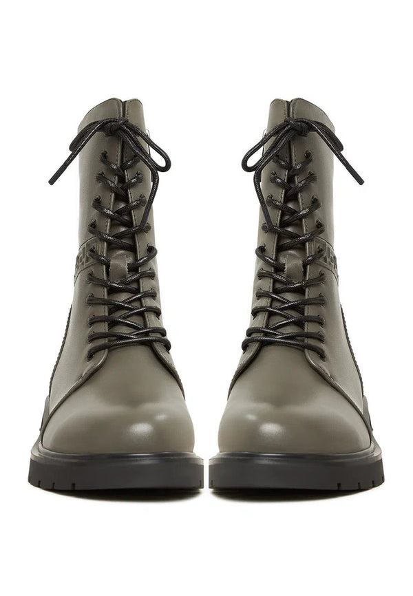 Botines casuales de piel con tacón en bloque