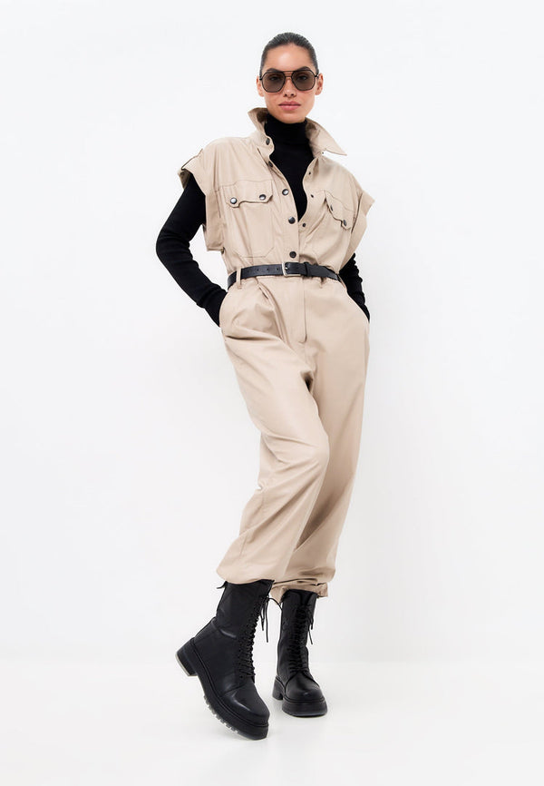 Ankelstøvler med snøre i læder - Sort