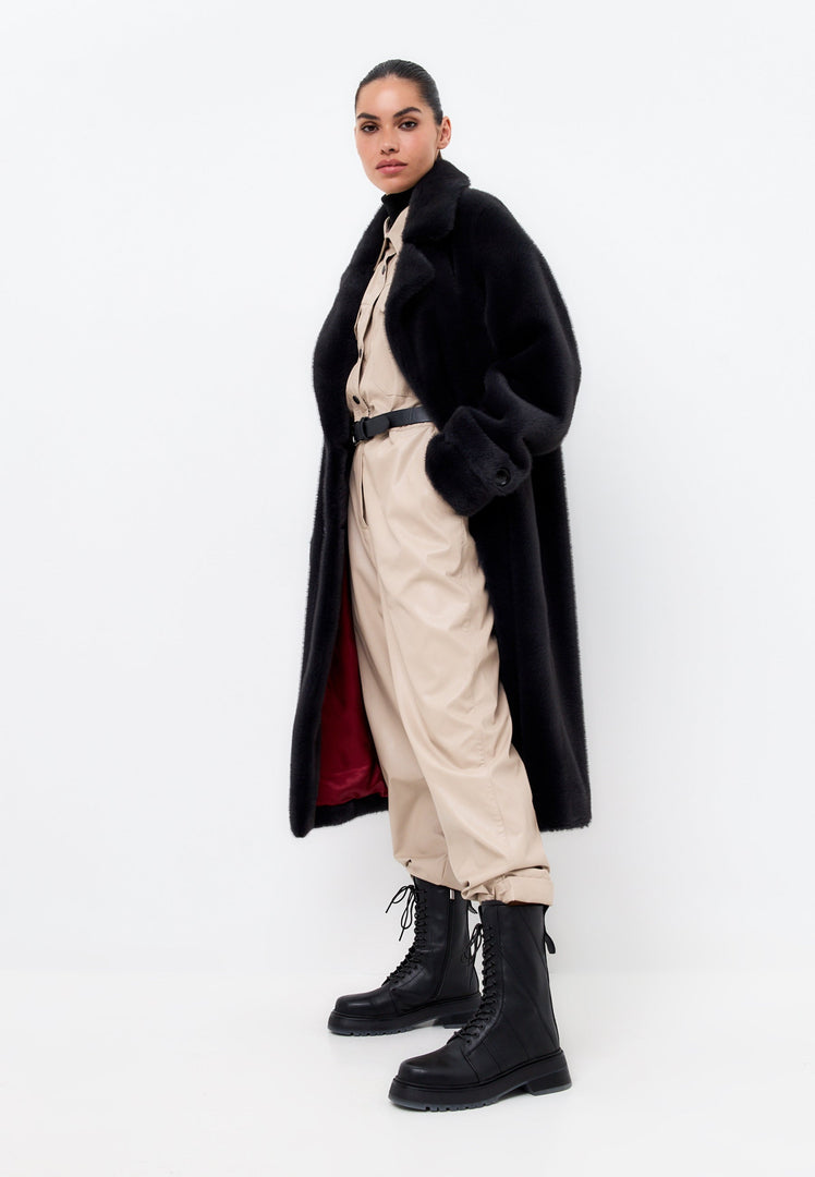 Ankelstøvler med snøre i læder - Sort