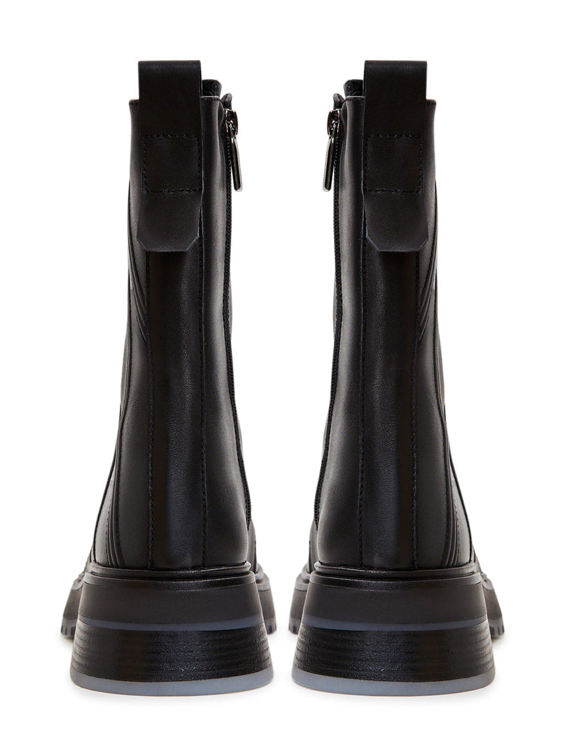 Ankelstøvler med snøre i læder - Sort