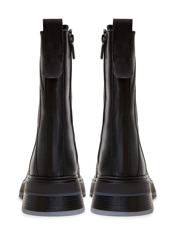 Ankelstøvler med snøre i læder - Sort