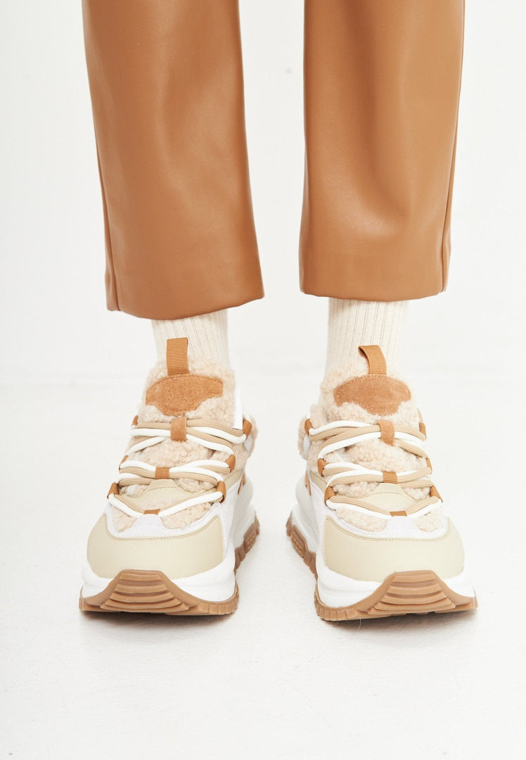 Platform Warm Sneakers - Beige