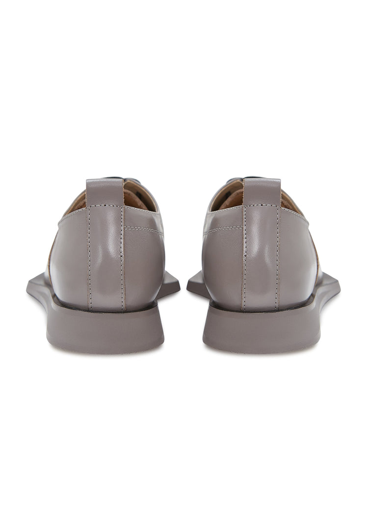 Pointed Lace-Up Brogues - Gray