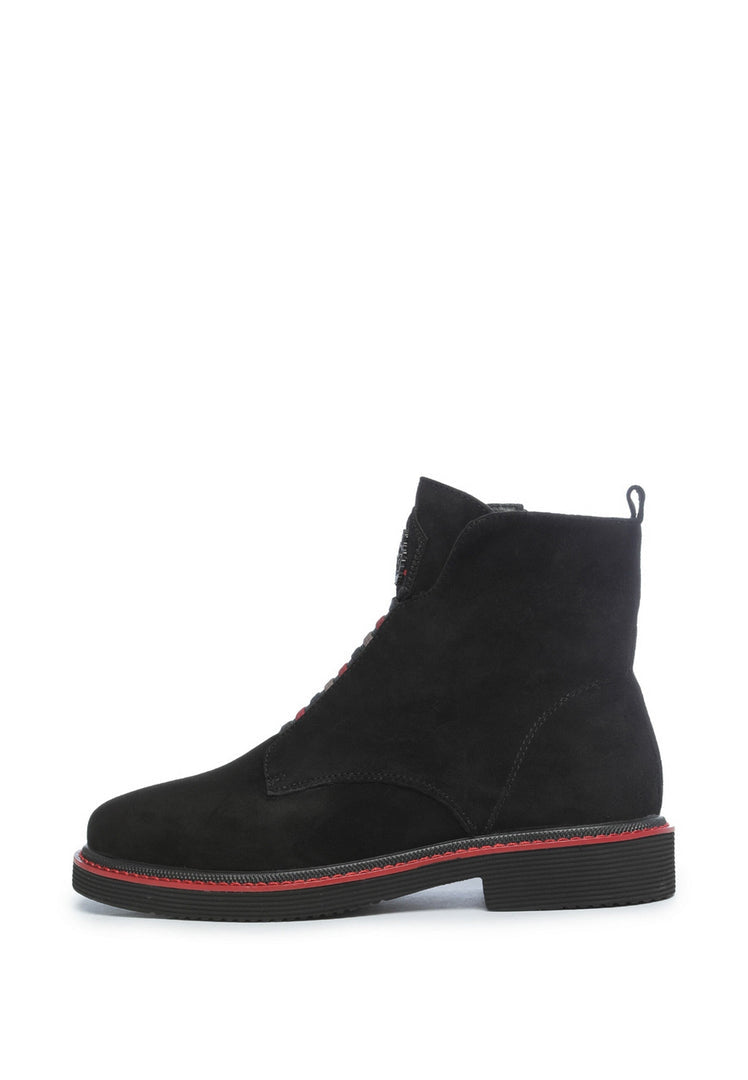 Elastische Ankle Boots mit Reißverschluss - Schwarzes Wildleder