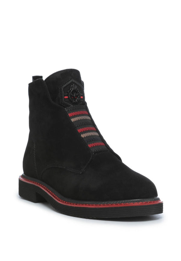 Elastic Zip-Up Ankle Boots - Black Suede