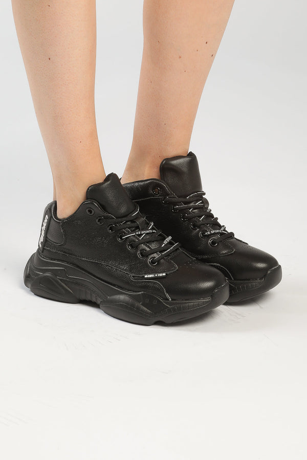 Monochrome High-Top Chunky Sneakers