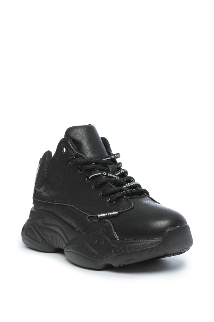 Baskets montantes monochromes à gros talons