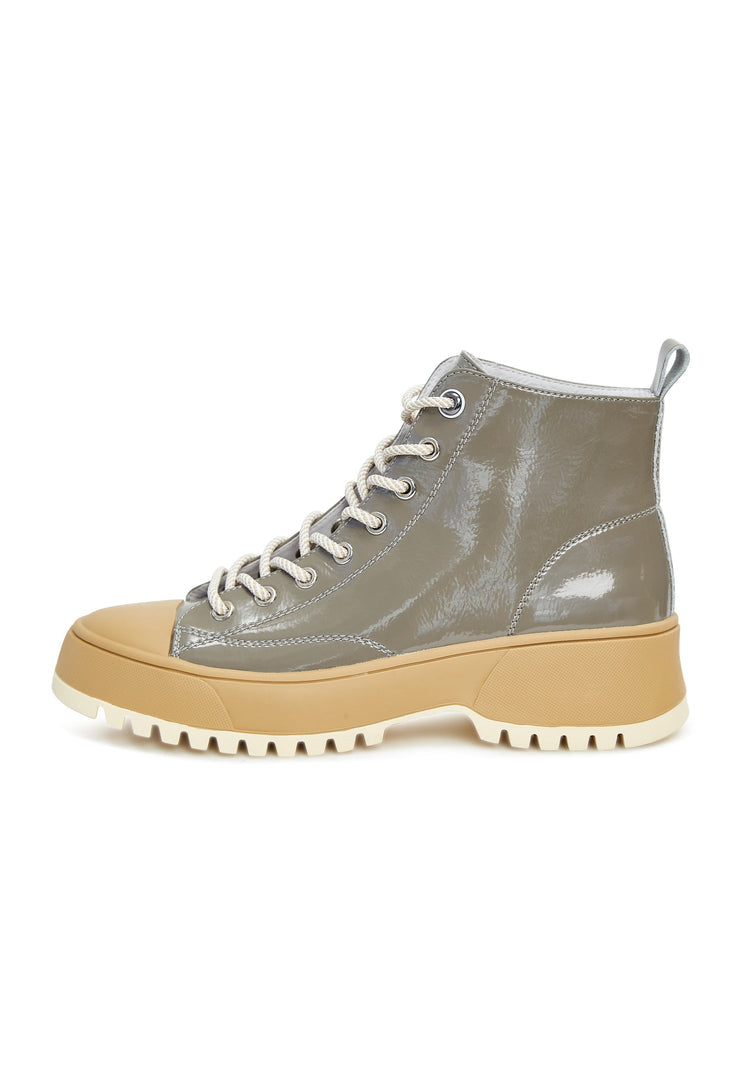 High-Top-Stiefel aus Lackleder