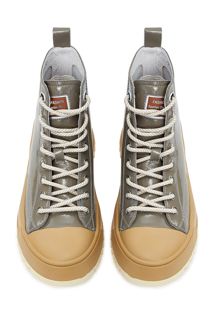 High-Top-Stiefel aus Lackleder