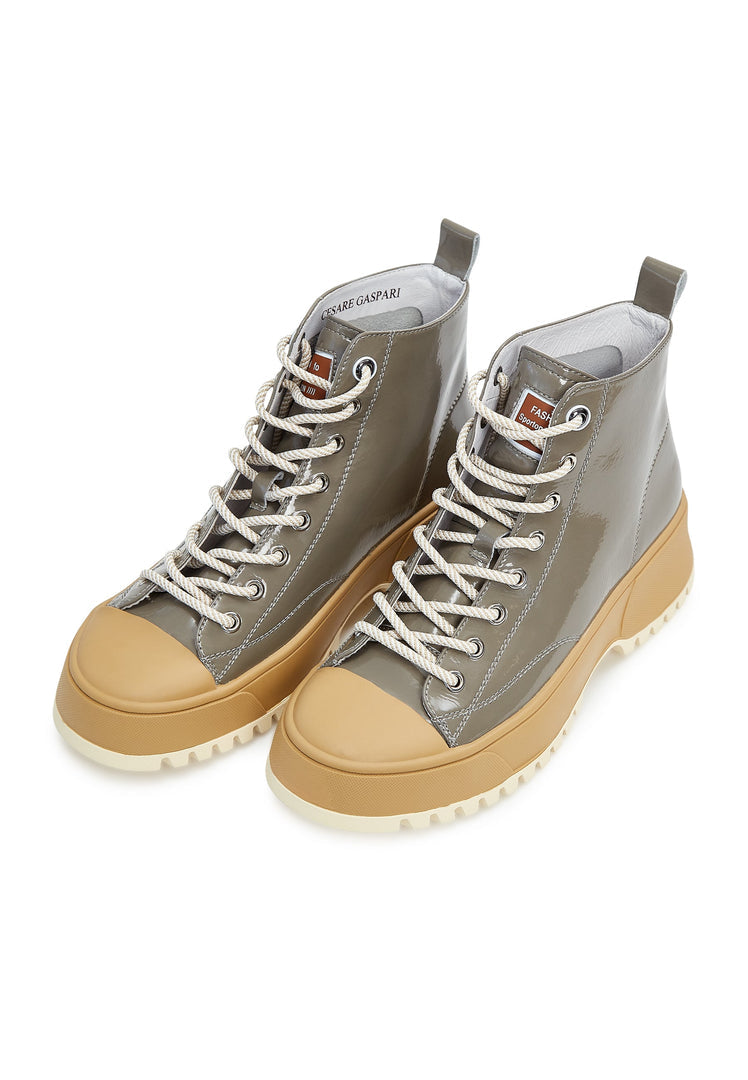 High-Top-Stiefel aus Lackleder