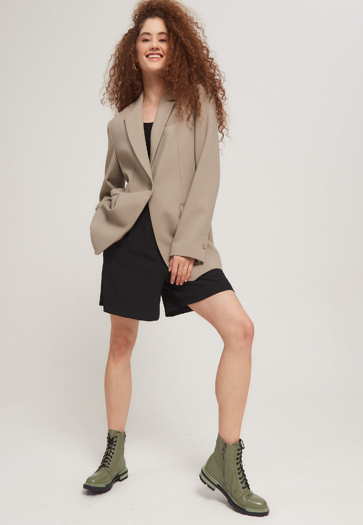 Bottes de combat classiques en cuir - Vert foncé