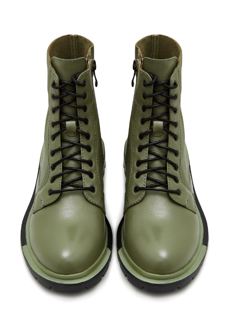 Bottes de combat classiques en cuir - Vert foncé