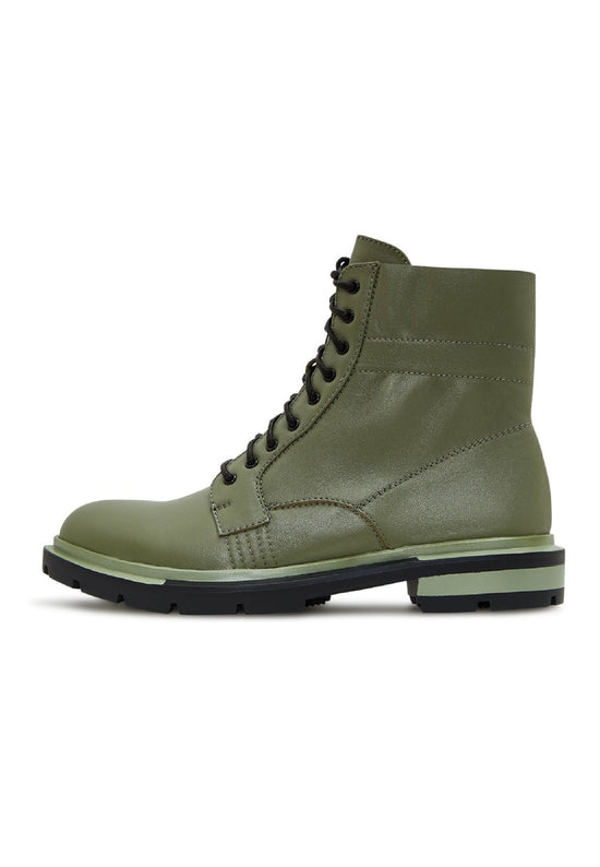 Bottes de combat classiques en cuir - Vert foncé