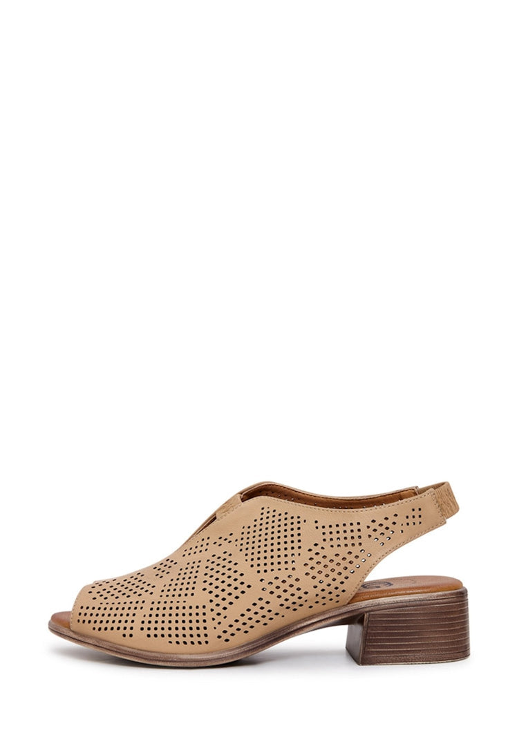 Sandales à talon classique en cuir - Marron