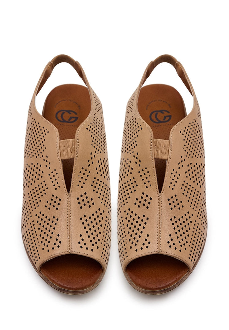 Sandales à talon classique en cuir - Marron