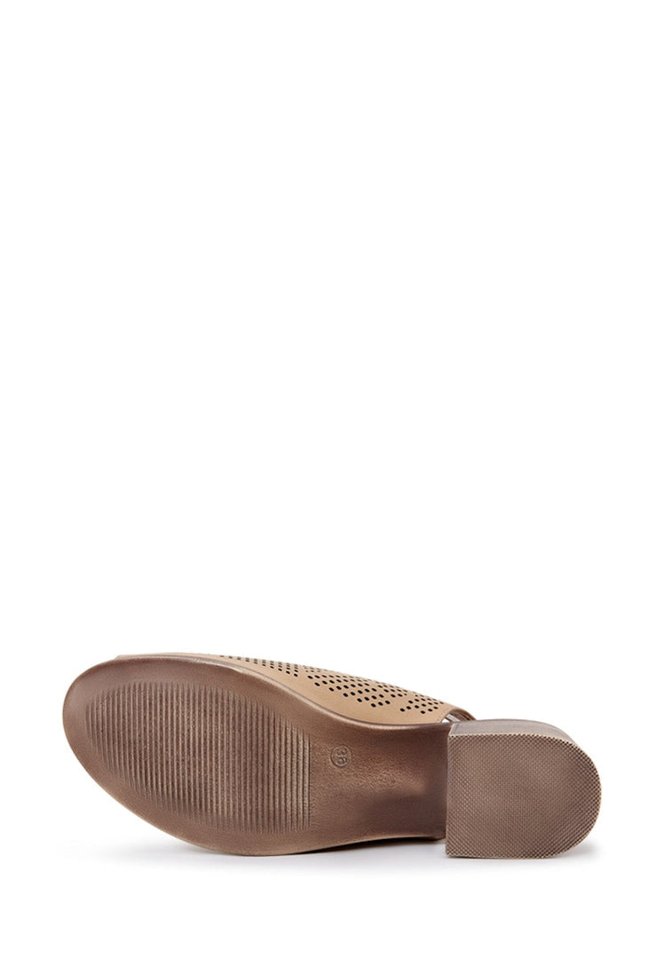 Sandales à talon classique en cuir - Marron