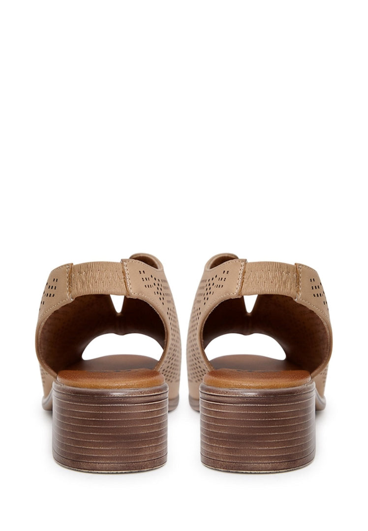 Sandales à talon classique en cuir - Marron