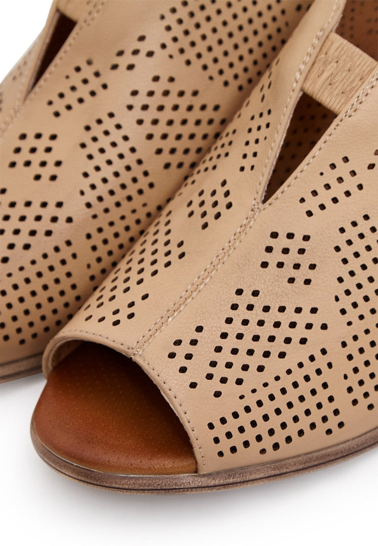 Sandales à talon classique en cuir - Marron