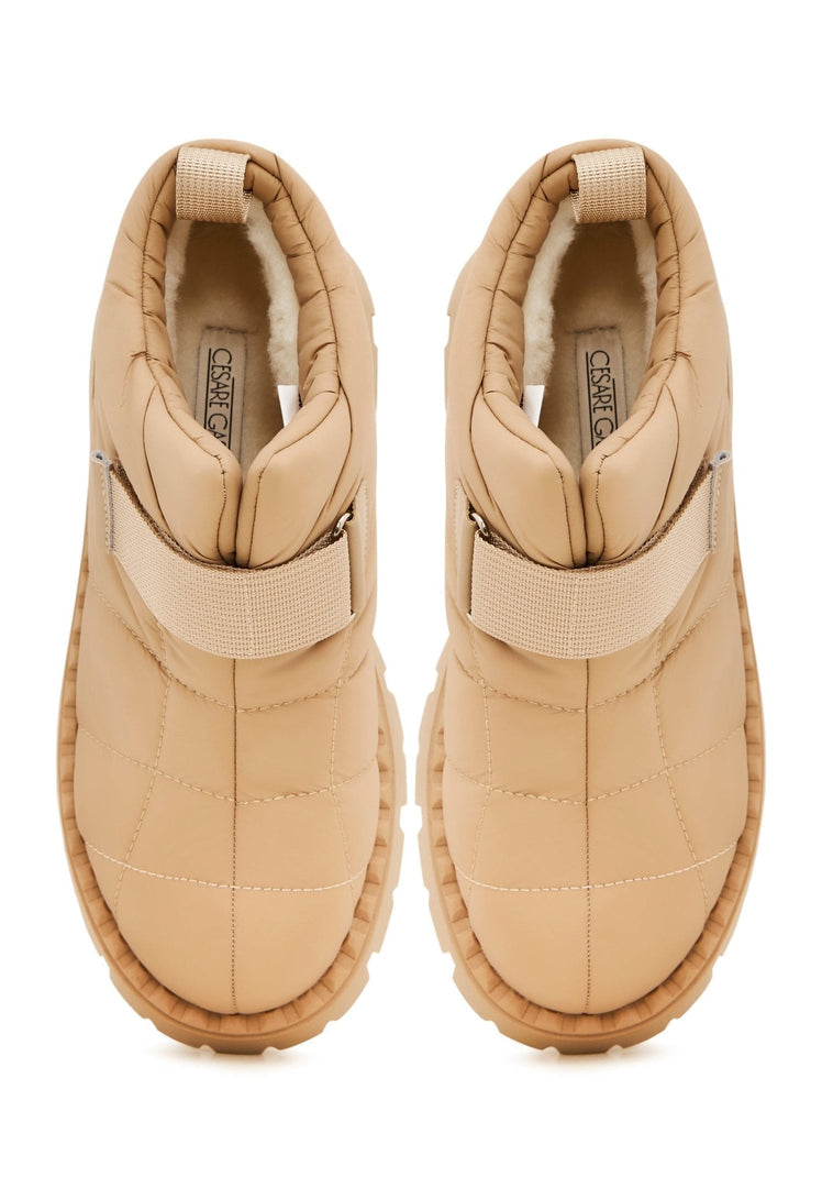 Suede Wool-Lined Winter Boots - Beige