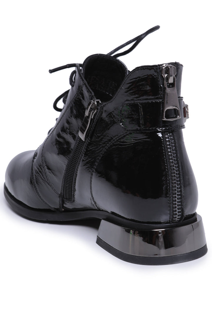 Glänzende Schnürstiefeletten Margo - Schwarz