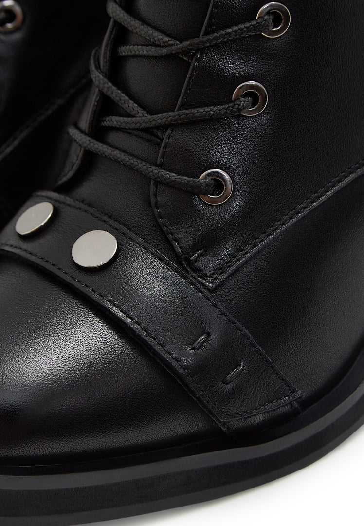 Botines de piel con cordones Laetitia - Negro