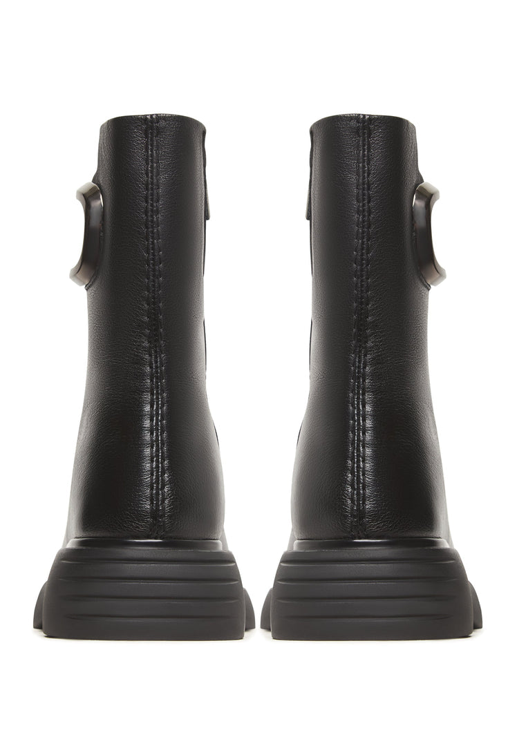Black Leather Buckle Ankle Boots Doutzen - Black
