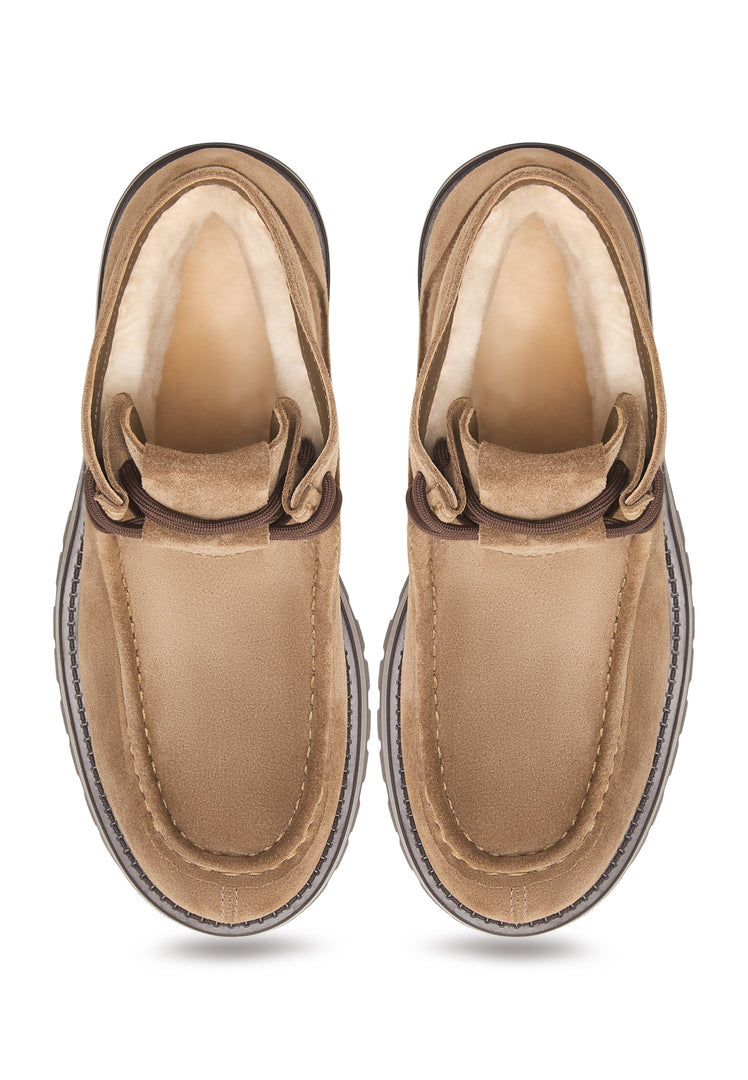 Suede Lace-Up Ankle Boots Mavi - Beige