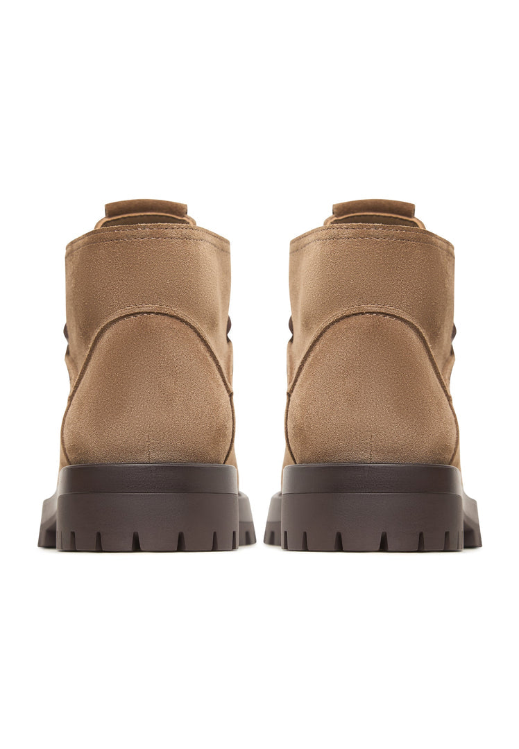 Suede Lace-Up Ankle Boots Mavi - Beige