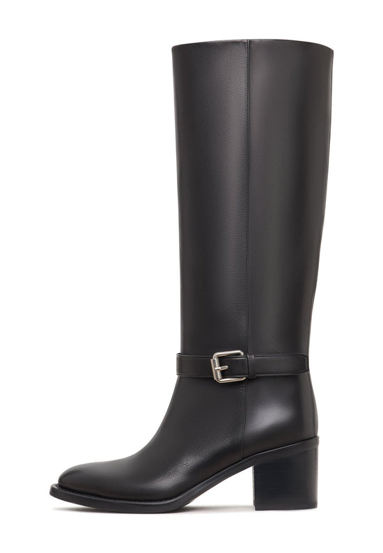 Kniehohe Stiefel mit Blockabsatz Beth aus Leder - Schwarz