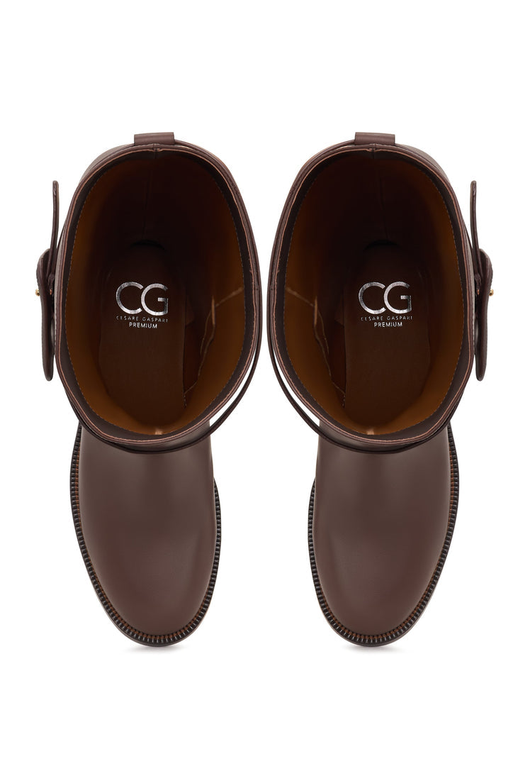 Elegante Reitstiefel mit Schnallendetail Zoe - Braun