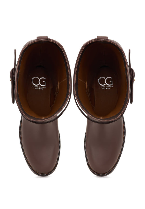 Elegant Riding Boots with Buckle Detail Zoe - Brown