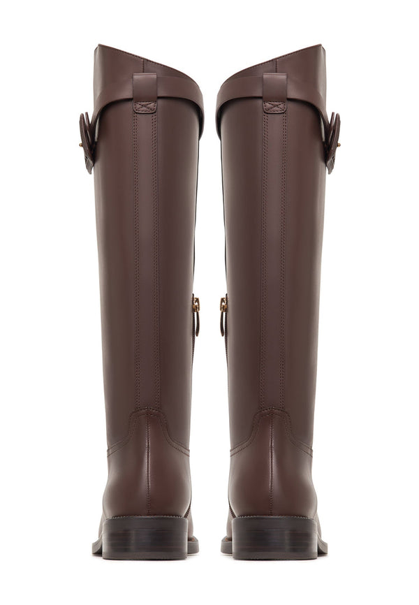 Elegant Riding Boots with Buckle Detail Zoe - Brown