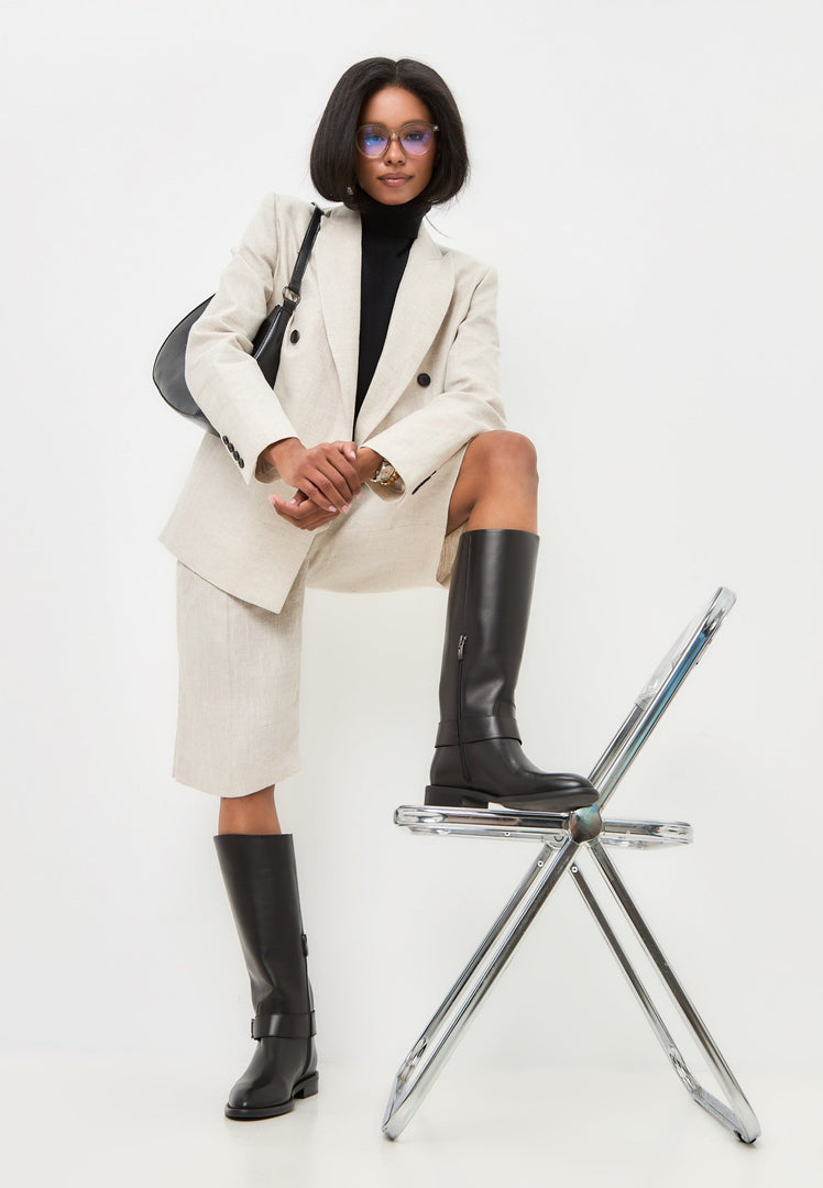 Reitstiefel mit Schnallendetail Dora - Schwarz