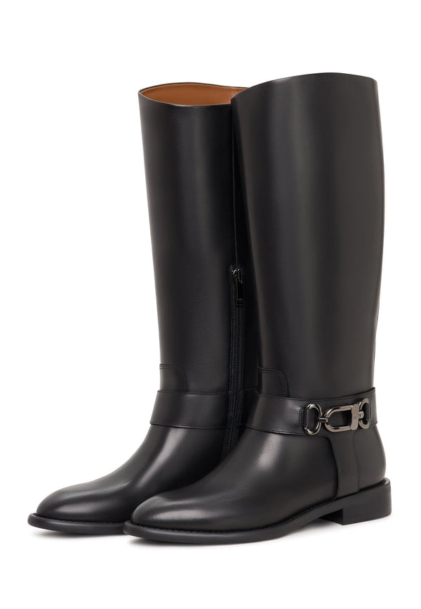 Equestrian Boots with Buckle Detail Dora - Black