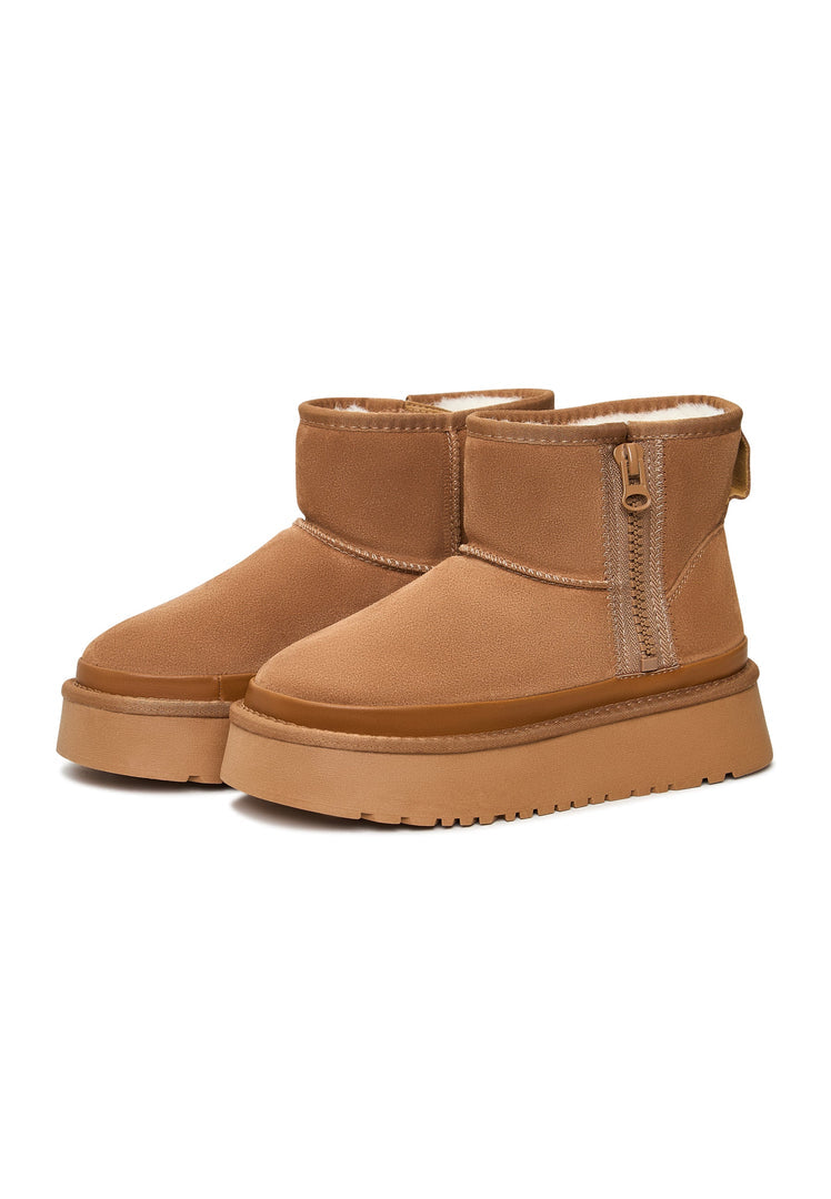 Ruskind Platform ankelstøvler Lumi - Beige