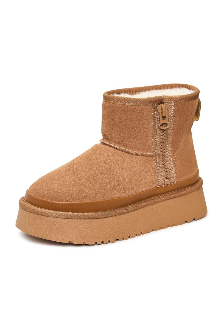 Ruskind Platform ankelstøvler Lumi - Beige