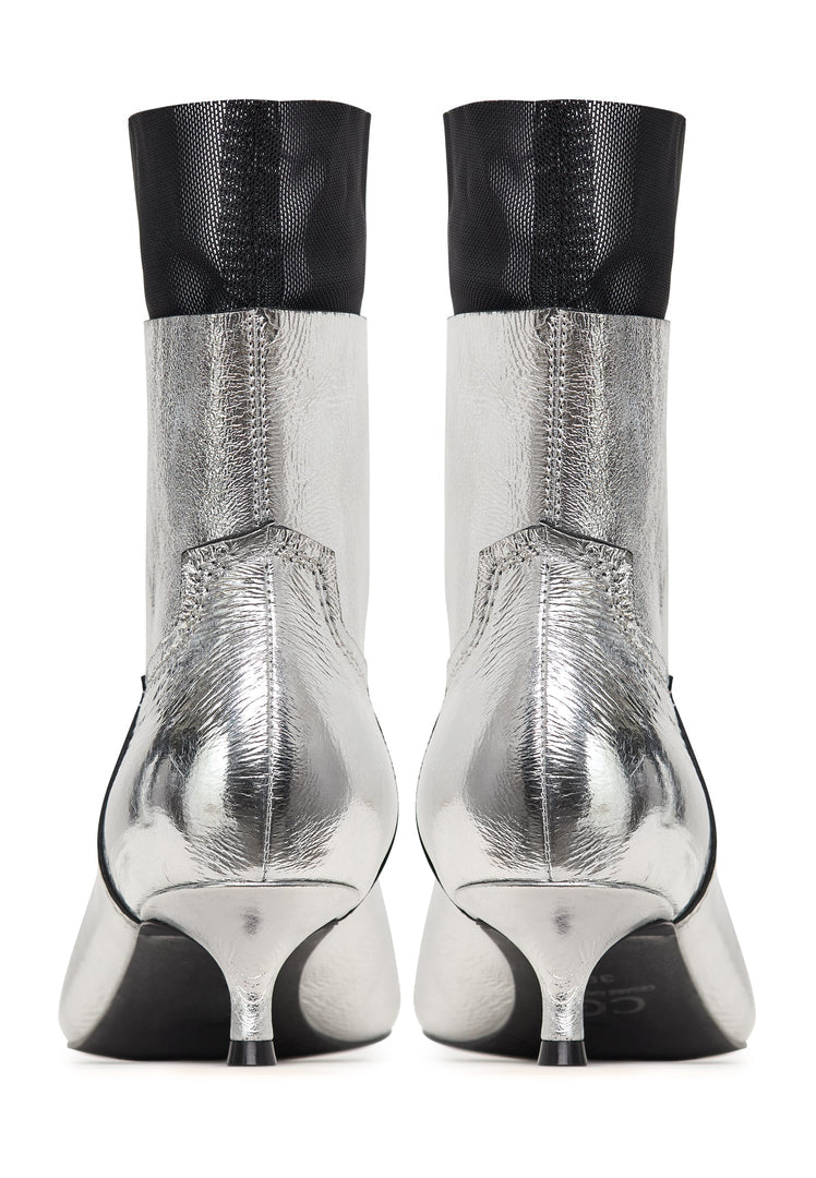 Ankle Boots with Kitten Heel Rhodopis - Metallic Silver