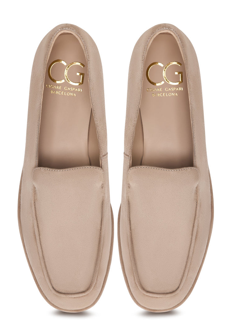 Comfort Suede Platform Loafers Clau - Beige