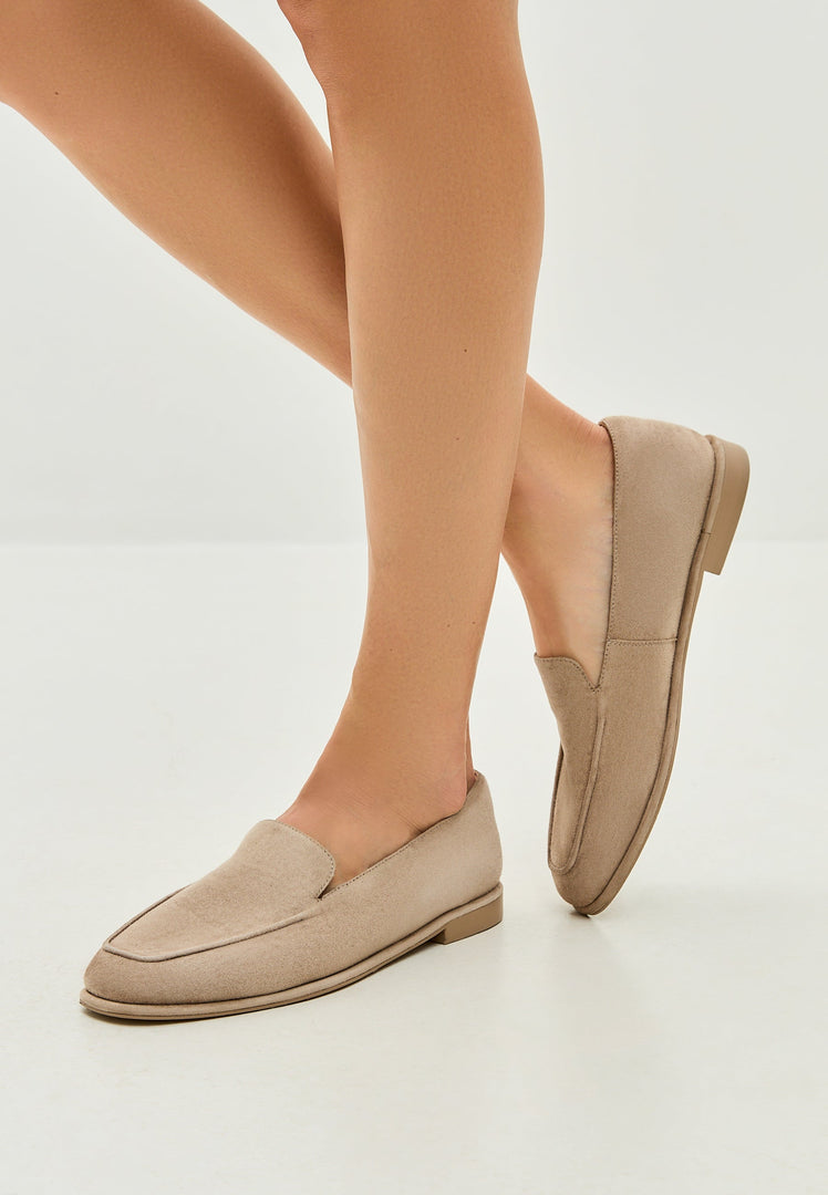 Comfort Suede Platform Loafers Clau - Beige
