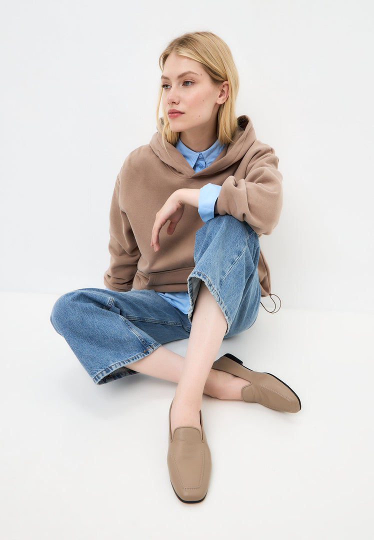 Leather Luxe Slip-Ons - Beige