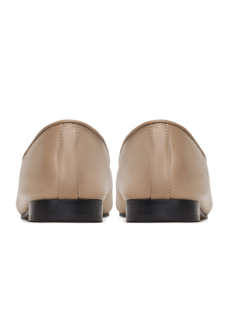 Leather Luxe Slip-Ons - Beige
