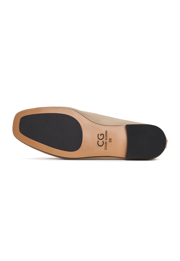 Leather Luxe Slip-Ons - Beige
