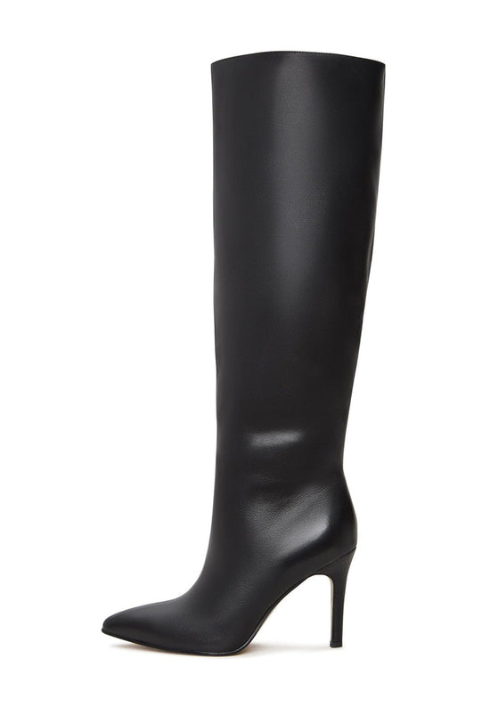 Timeless Black Leather Knee-High Boots - Black