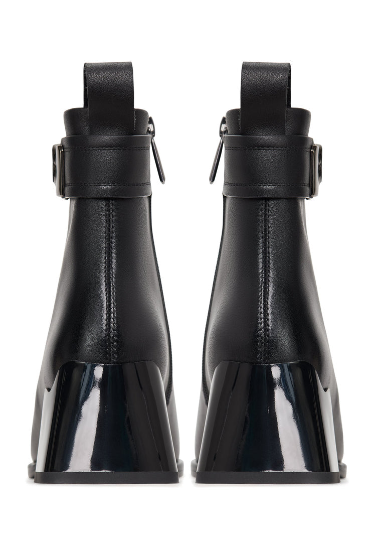 Glatte Lederstiefeletten Vika - Schwarz